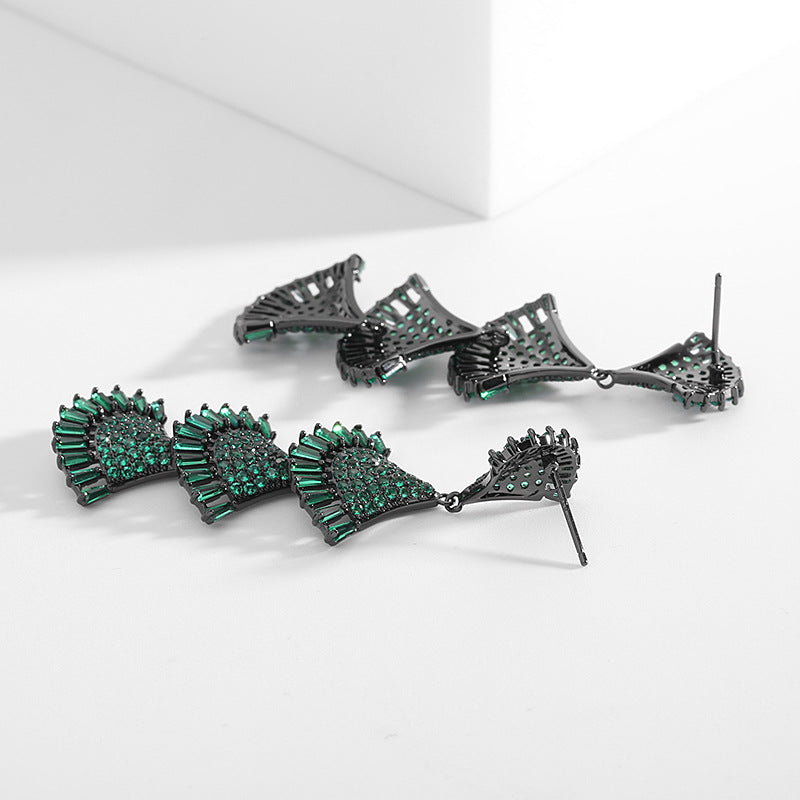 925 Silver Needles Vintage Long Fan-shaped Boho Earrings