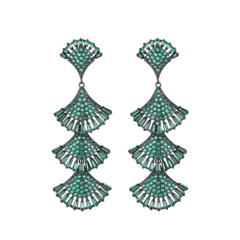 925 Silver Needles Vintage Long Fan-shaped Boho Earrings